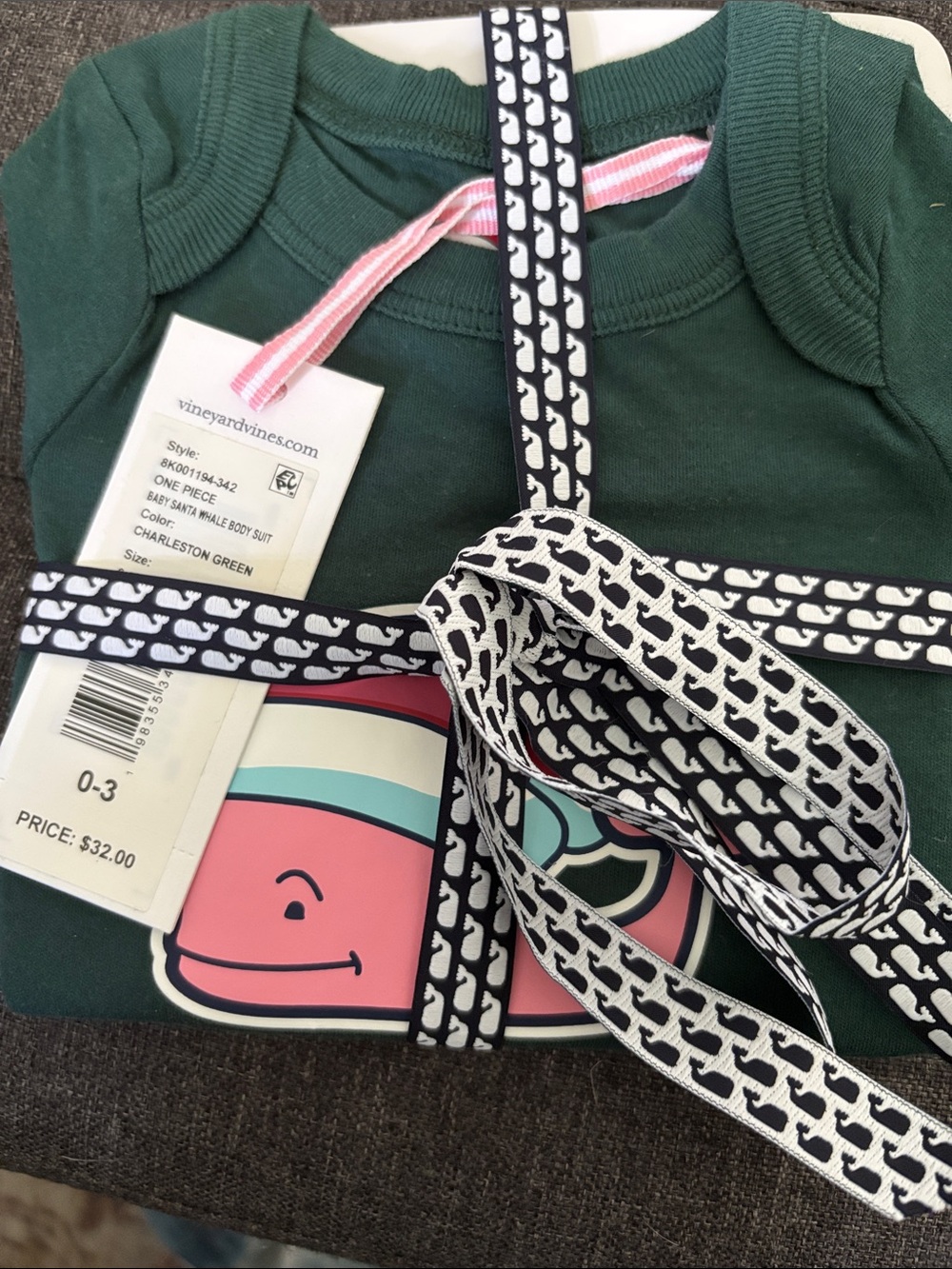 Vineyard Vines Baby Christmas One-Piece Bodysuit in Charleston Green NWT 0-3